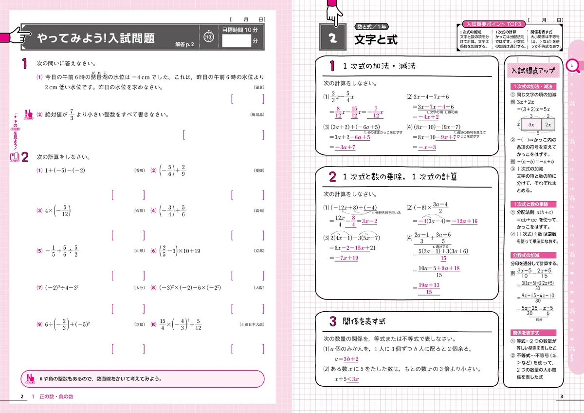 中学３年間 10 分間で総復習 数学の中身