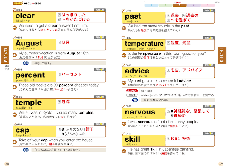 高校入試 でる順ターゲット 中学英単語1800 四訂版 中身