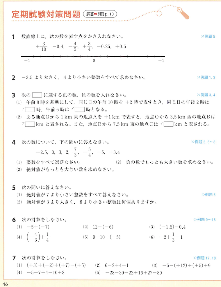 チャート式の定期試験対策問題