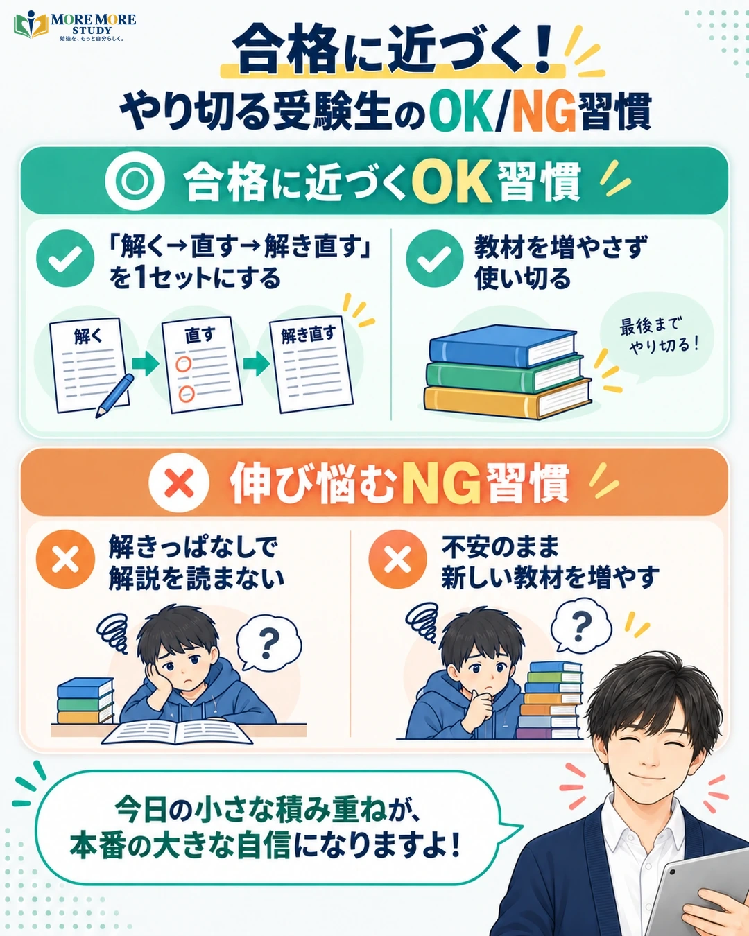 まとめ:今日の小さな一歩を、合格につながる習慣にしましょうの要約インフォグラフィック